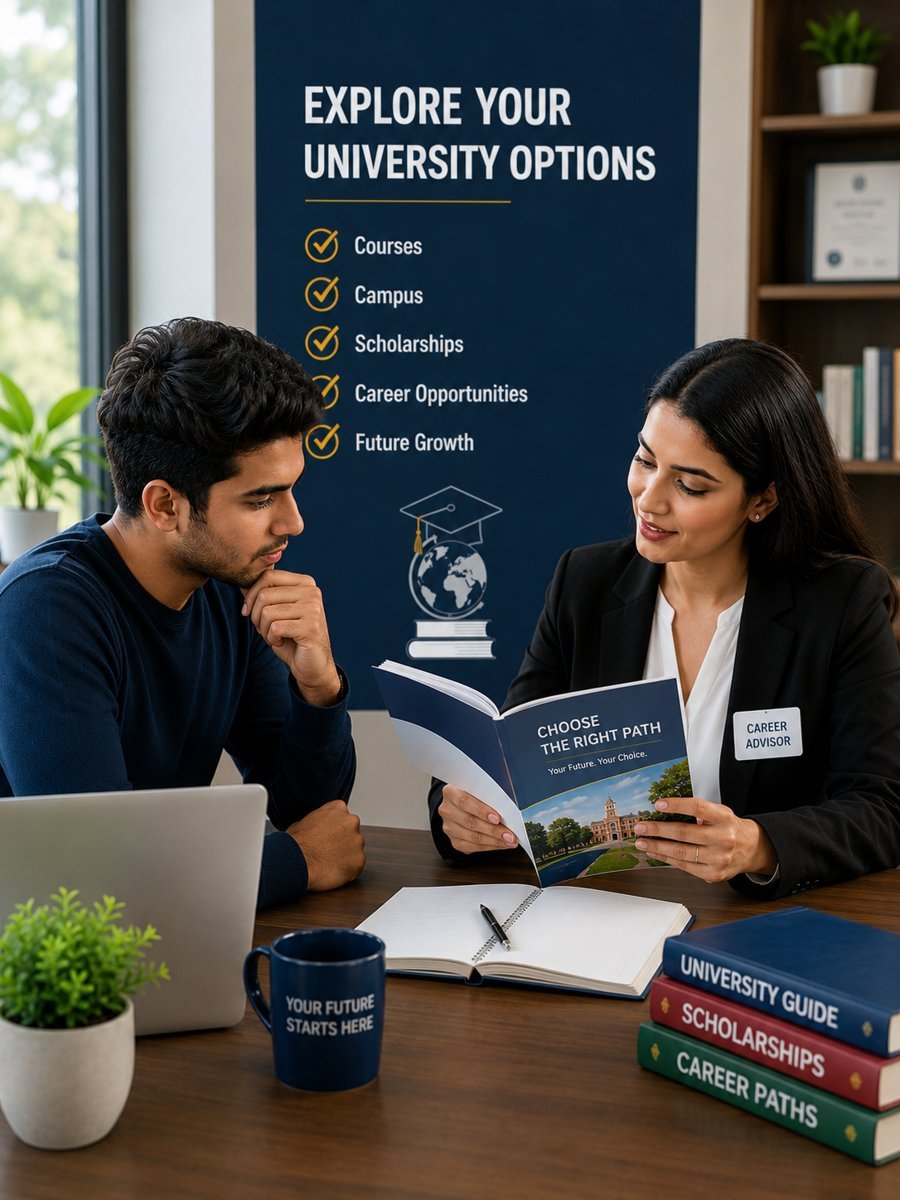 Career advisor helping a student explore university options